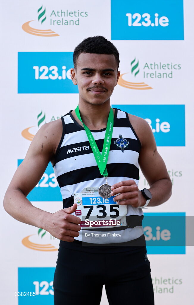 7 March 2026; Kyrell Mtinsi of St. Kieran's Kilkenny after competing in the inter boys event during the 123.ie All Ireland Schools’ Cross Country Championships at Mallusk Playing Fields in Newtownabbey, Antrim. Photo by Thomas Flinkow/Sportsfile