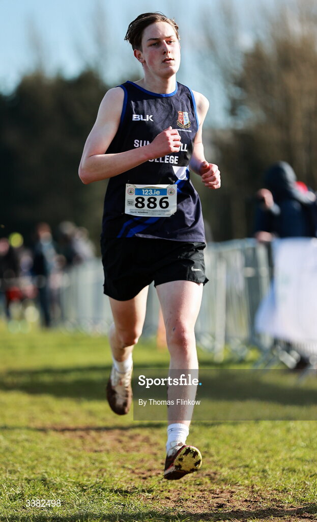 7 March 2026; Charlie McNamara of Summerhill College Sligo, competes in the senior boys event during the 123.ie All Ireland Schools’ Cross Country Championships at Mallusk Playing Fields in Newtownabbey, Antrim. Photo by Thomas Flinkow/Sportsfile