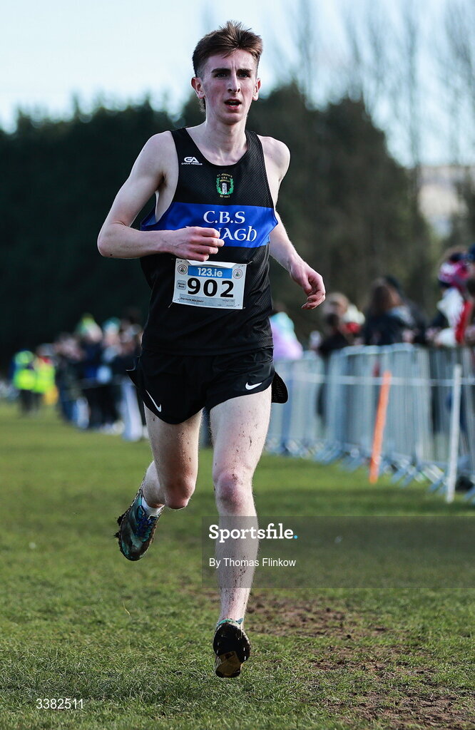 7 March 2026; Diarmuid Moloney of Nenagh CBS, Tipperary, competes in the senior boys event during the 123.ie All Ireland Schools’ Cross Country Championships at Mallusk Playing Fields in Newtownabbey, Antrim. Photo by Thomas Flinkow/Sportsfile