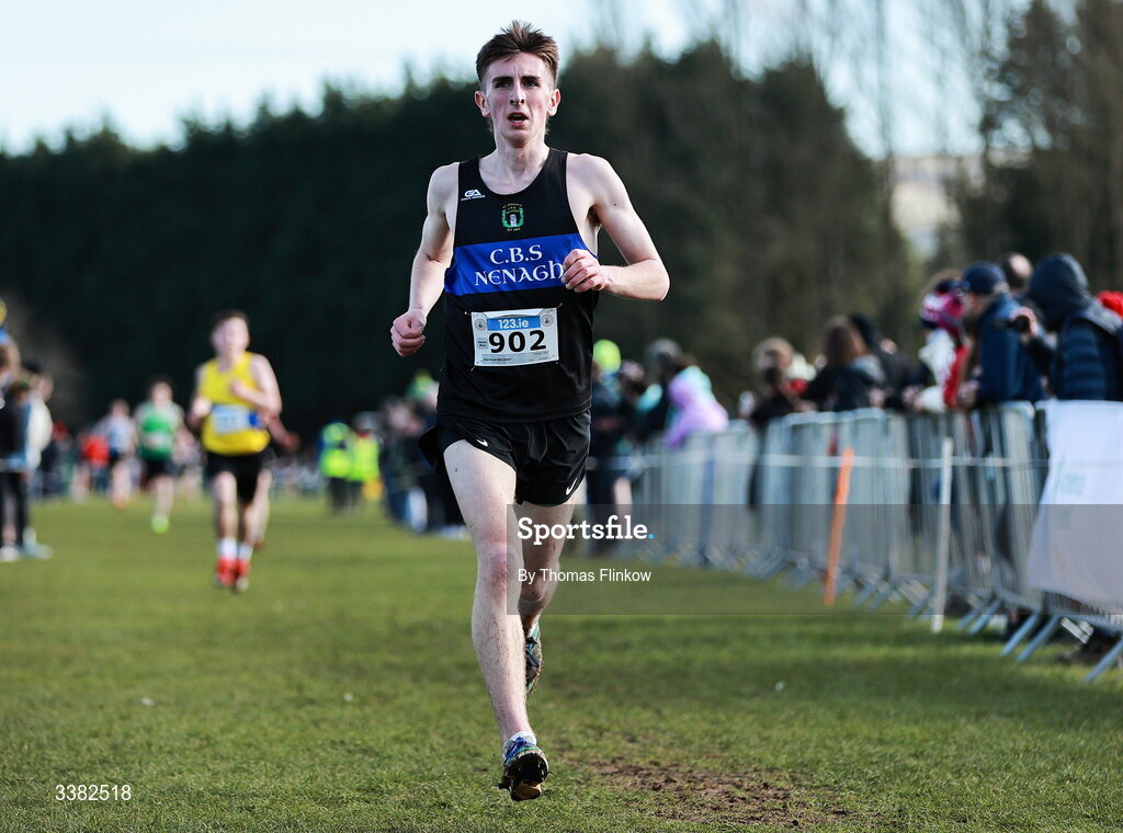 7 March 2026; Diarmuid Moloney of Nenagh CBS, Tipperary, competes in the senior boys event during the 123.ie All Ireland Schools’ Cross Country Championships at Mallusk Playing Fields in Newtownabbey, Antrim. Photo by Thomas Flinkow/Sportsfile