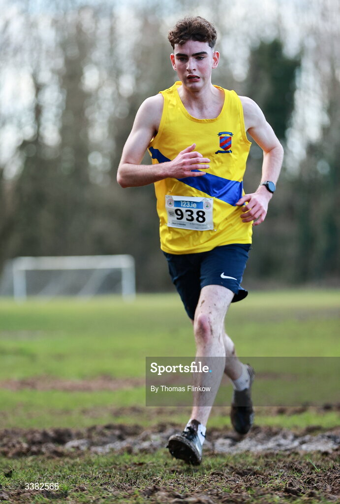 7 March 2026; Seamus Keenan of St. Mary's Diocesan School, Louth, competes in the senior boys event during the 123.ie All Ireland Schools’ Cross Country Championships at Mallusk Playing Fields in Newtownabbey, Antrim. Photo by Thomas Flinkow/Sportsfile