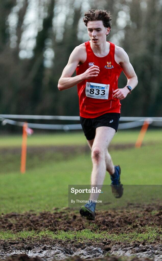 7 March 2026; Rory McCamphill of Friends' School Lisburn, Down, competes in the senior boys event during the 123.ie All Ireland Schools’ Cross Country Championships at Mallusk Playing Fields in Newtownabbey, Antrim. Photo by Thomas Flinkow/Sportsfile
