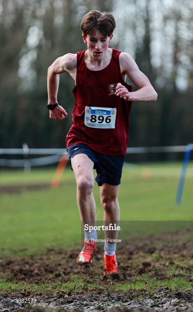 7 March 2026; Andrew Buck of De La Salle Waterford competes in the senior boys event during the 123.ie All Ireland Schools’ Cross Country Championships at Mallusk Playing Fields in Newtownabbey, Antrim. Photo by Thomas Flinkow/Sportsfile