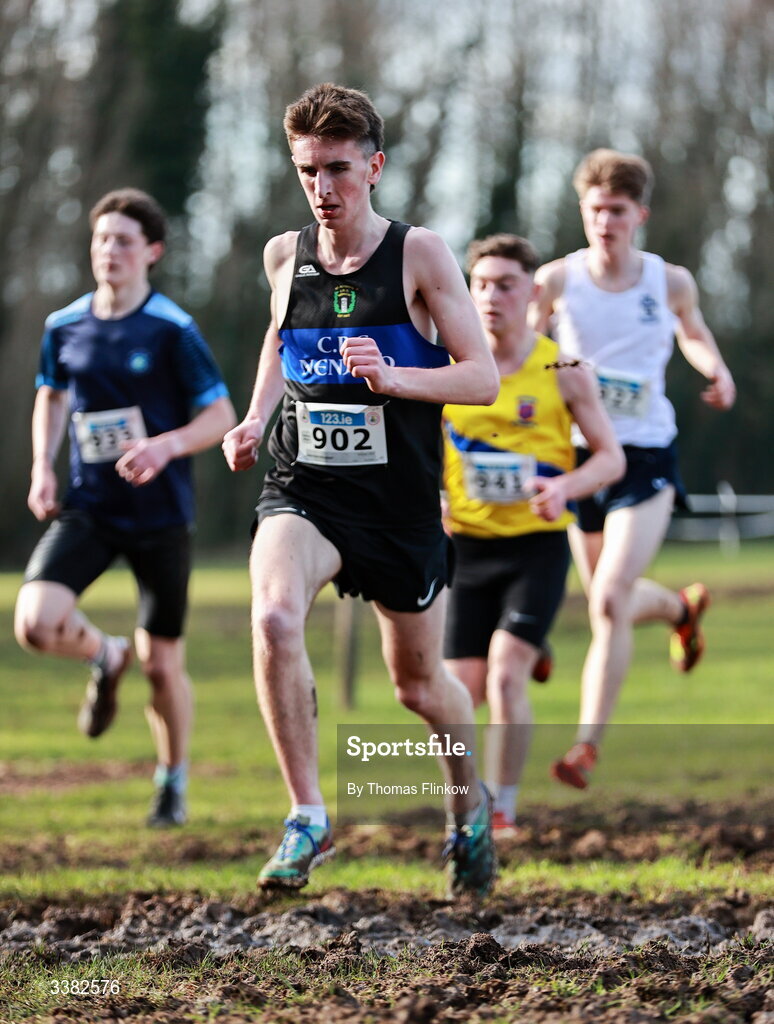 7 March 2026; Diarmuid Moloney of Nenagh CBS, Nenagh, competes in the senior boys event during the 123.ie All Ireland Schools’ Cross Country Championships at Mallusk Playing Fields in Newtownabbey, Antrim. Photo by Thomas Flinkow/Sportsfile
