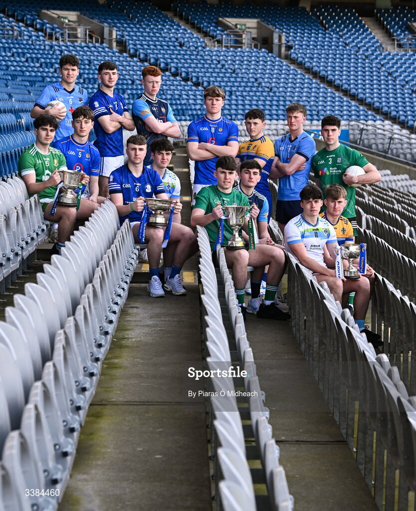10 March 2026; Footballers during the Masita All-Ireland Post Primary Schools Finals 2026 launch at Croke Park in Dublin. Photo by Piaras Ó Mídheach/Sportsfile