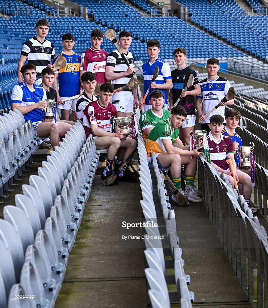 10 March 2026; Hurlers during the Masita All-Ireland Post Primary Schools Finals 2026 launch at Croke Park in Dublin. Photo by Piaras Ó Mídheach/Sportsfile