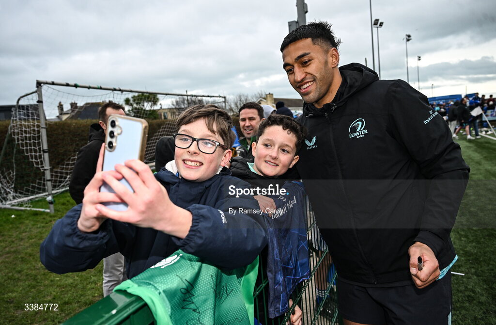 10 March 2026; Rieko Ioane during a Leinster Rugby open training session at Skerries RFC in Skerries, Dublin. Photo by Ramsey Cardy/Sportsfile