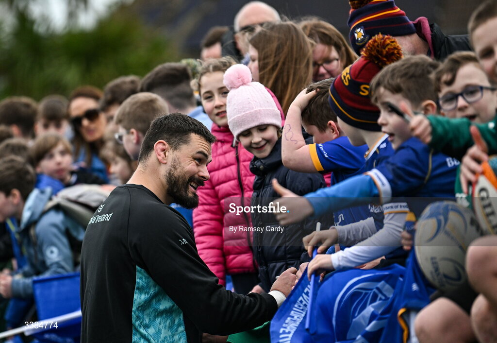 10 March 2026; Max Deegan during a Leinster Rugby open training session at Skerries RFC in Skerries, Dublin. Photo by Ramsey Cardy/Sportsfile