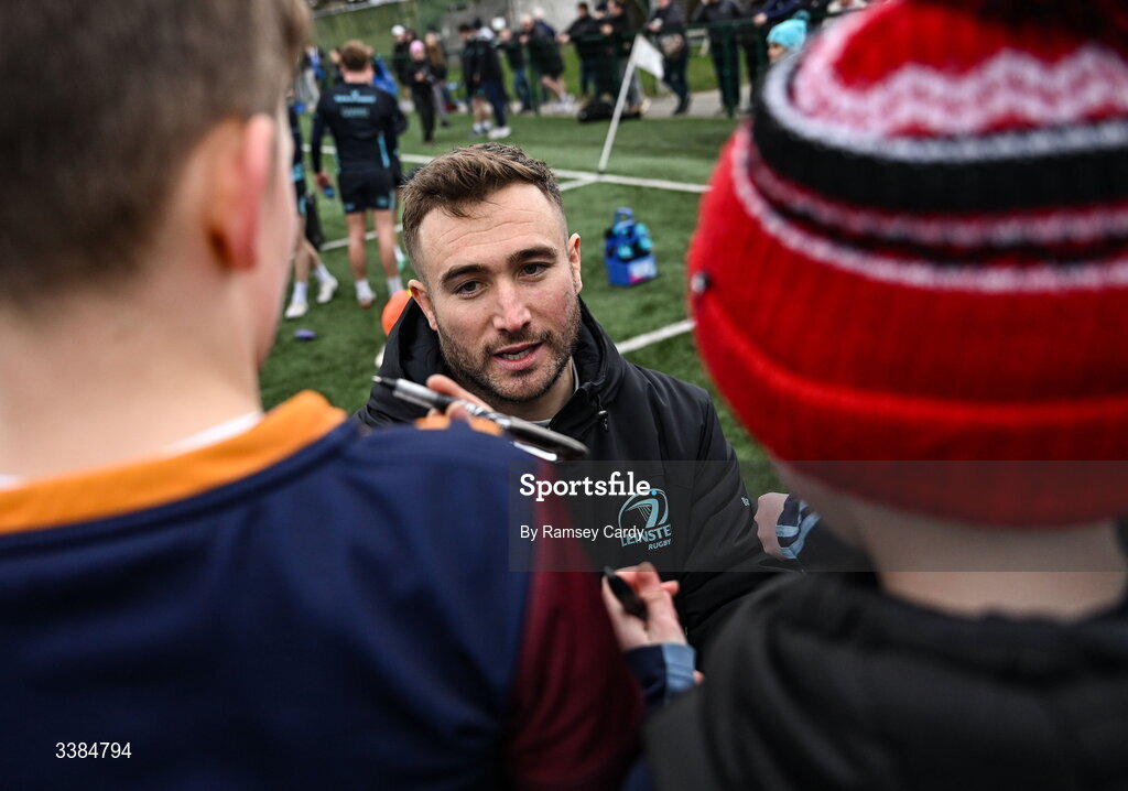 10 March 2026; Jordan Larmour during a Leinster Rugby open training session at Skerries RFC in Skerries, Dublin. Photo by Ramsey Cardy/Sportsfile