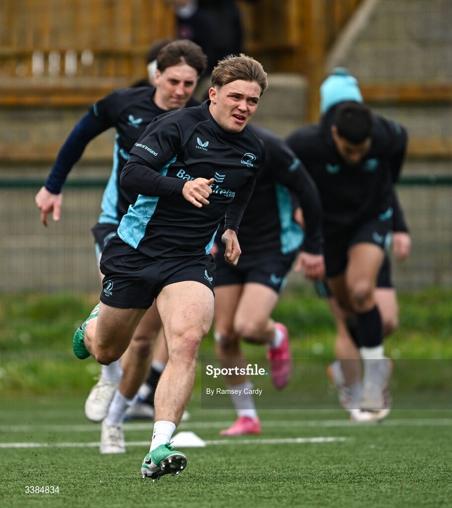 10 March 2026; Fintan Gunne during a Leinster Rugby open training session at Skerries RFC in Skerries, Dublin. Photo by Ramsey Cardy/Sportsfile
