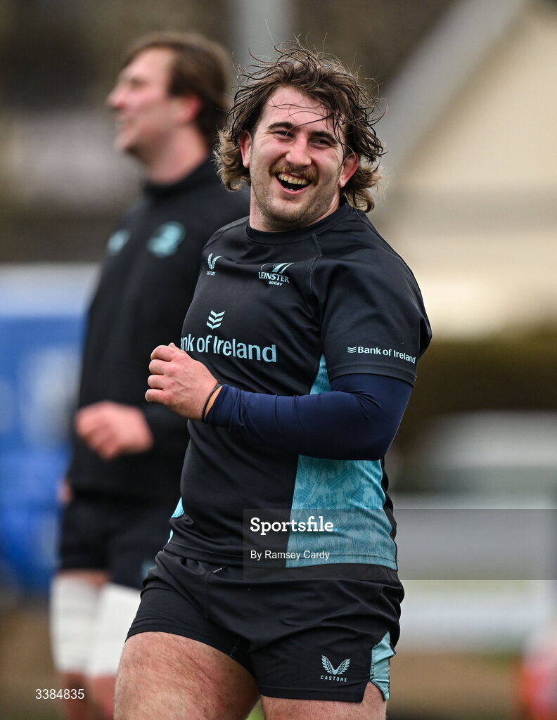 10 March 2026; John McKee during a Leinster Rugby open training session at Skerries RFC in Skerries, Dublin. Photo by Ramsey Cardy/Sportsfile