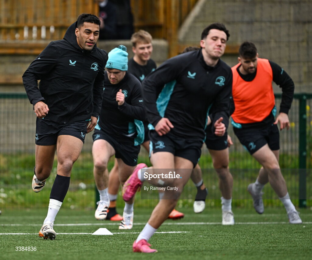 10 March 2026; Rieko Ioane during a Leinster Rugby open training session at Skerries RFC in Skerries, Dublin. Photo by Ramsey Cardy/Sportsfile