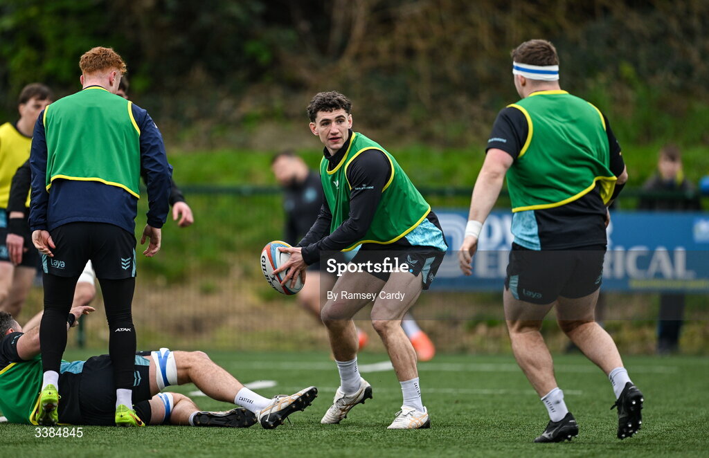 10 March 2026; Cormac Foley during a Leinster Rugby open training session at Skerries RFC in Skerries, Dublin. Photo by Ramsey Cardy/Sportsfile