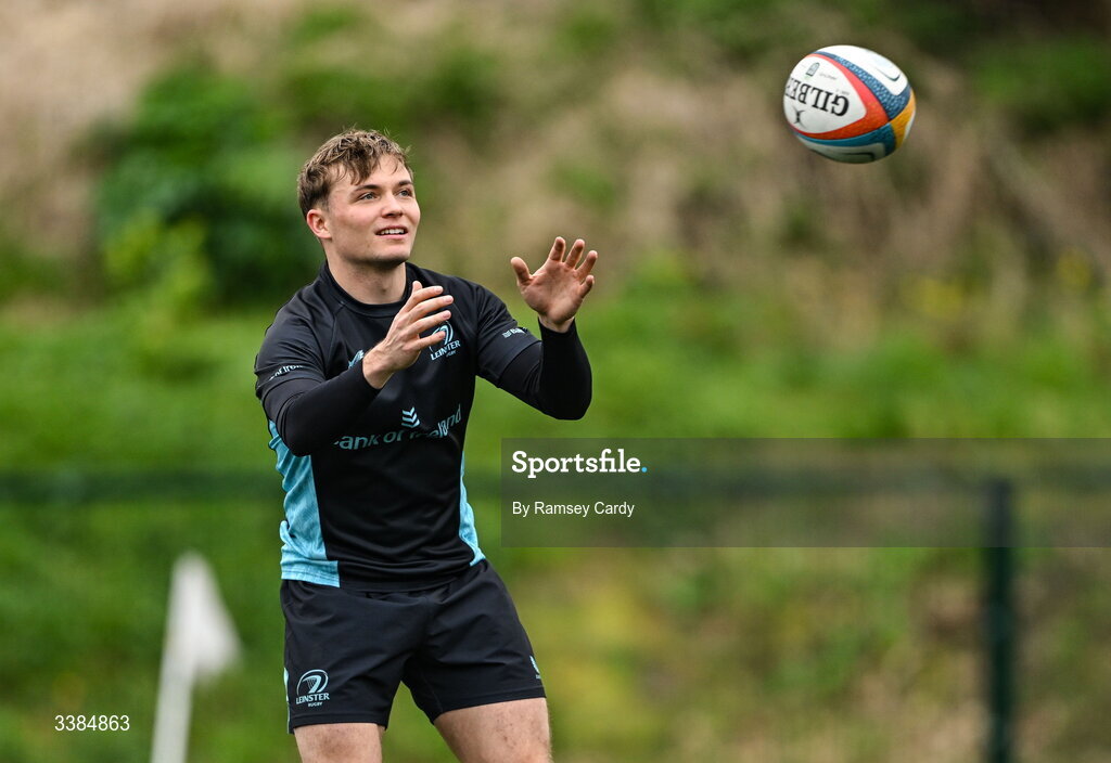 10 March 2026; Fintan Gunne during a Leinster Rugby open training session at Skerries RFC in Skerries, Dublin. Photo by Ramsey Cardy/Sportsfile