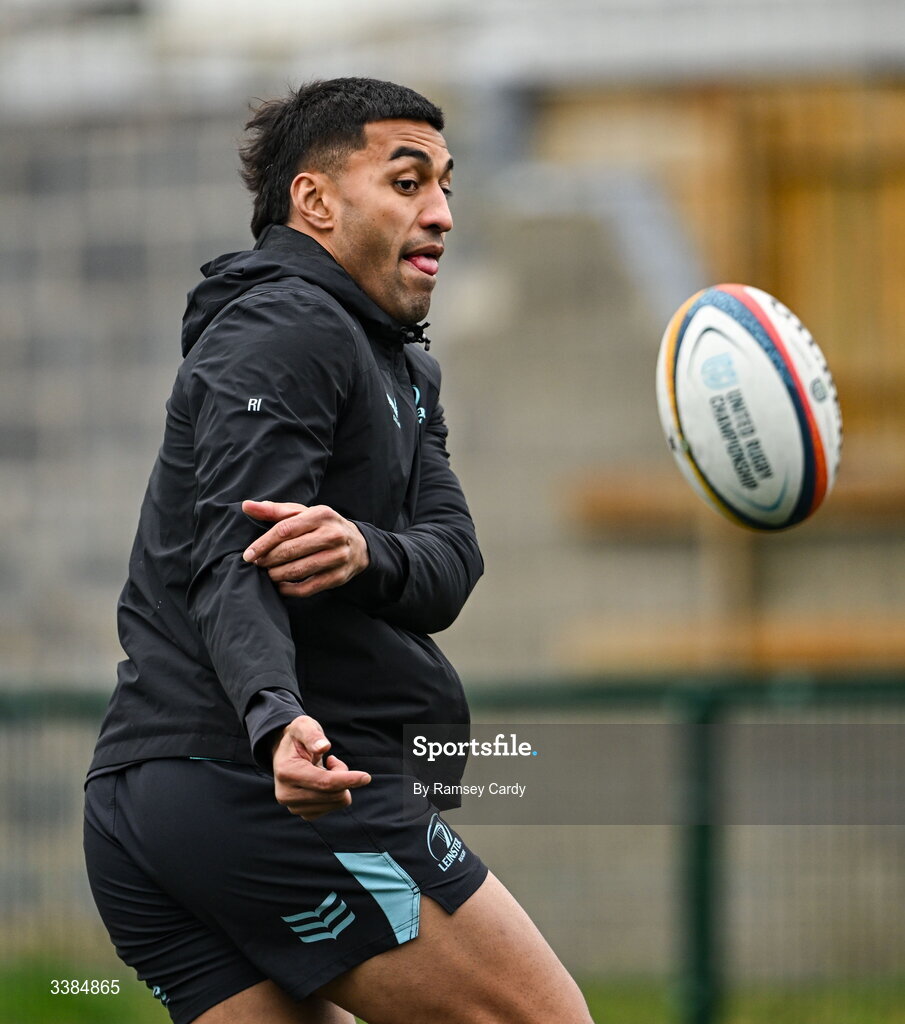 10 March 2026; Rieko Ioane during a Leinster Rugby open training session at Skerries RFC in Skerries, Dublin. Photo by Ramsey Cardy/Sportsfile