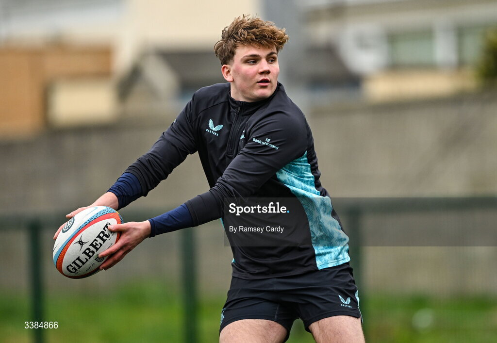 10 March 2026; Caspar Gabriel during a Leinster Rugby open training session at Skerries RFC in Skerries, Dublin. Photo by Ramsey Cardy/Sportsfile