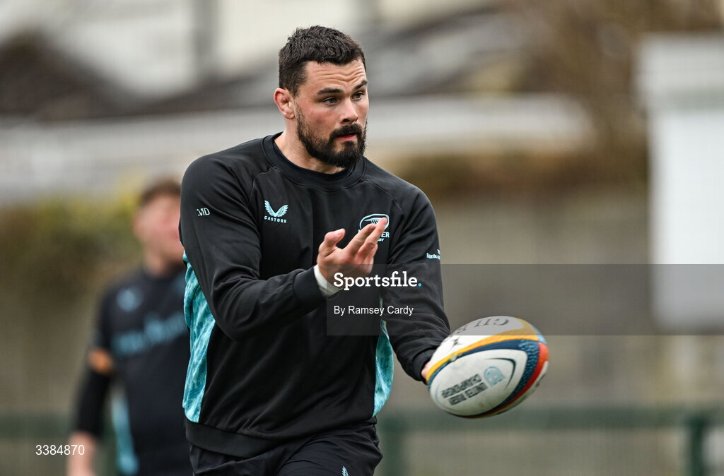 10 March 2026; Max Deegan during a Leinster Rugby open training session at Skerries RFC in Skerries, Dublin. Photo by Ramsey Cardy/Sportsfile