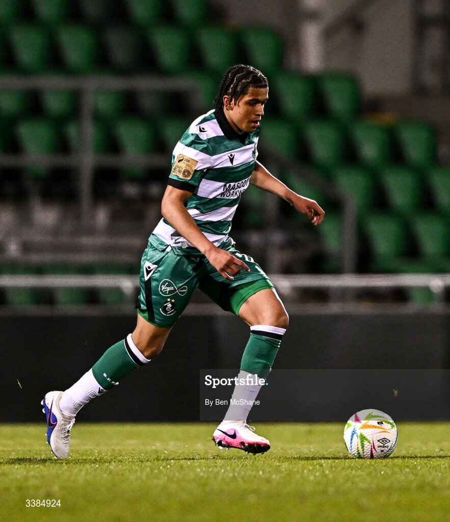 6 March 2026; Victor Ozhianvuna of Shamrock Rovers during the SSE Airtricity Men's Premier Division match between Shamrock Rovers and Derry City at Tallaght Stadium in Dublin. Photo by Ben McShane/Sportsfile