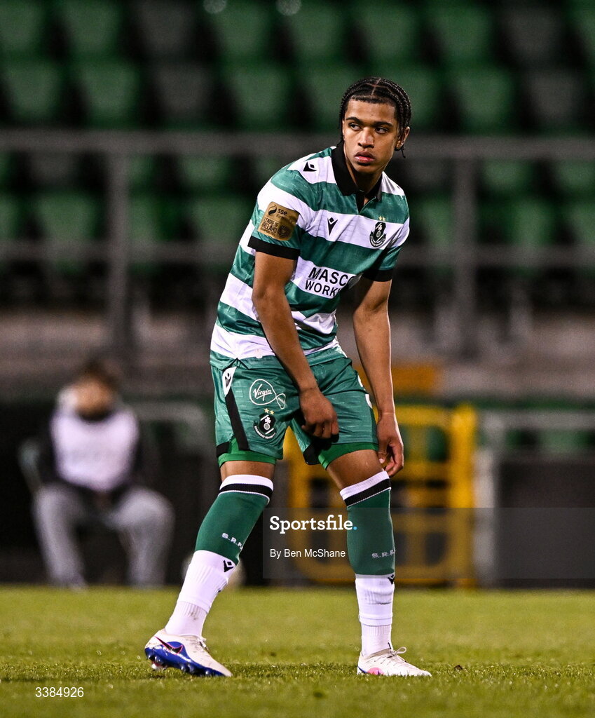 6 March 2026; Victor Ozhianvuna of Shamrock Rovers during the SSE Airtricity Men's Premier Division match between Shamrock Rovers and Derry City at Tallaght Stadium in Dublin. Photo by Ben McShane/Sportsfile