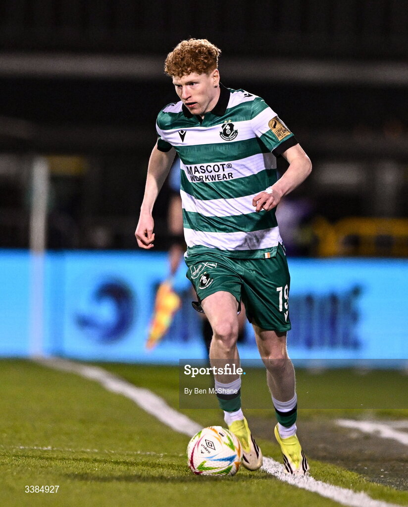 6 March 2026; Adam Brennan of Shamrock Rovers during the SSE Airtricity Men's Premier Division match between Shamrock Rovers and Derry City at Tallaght Stadium in Dublin. Photo by Ben McShane/Sportsfile