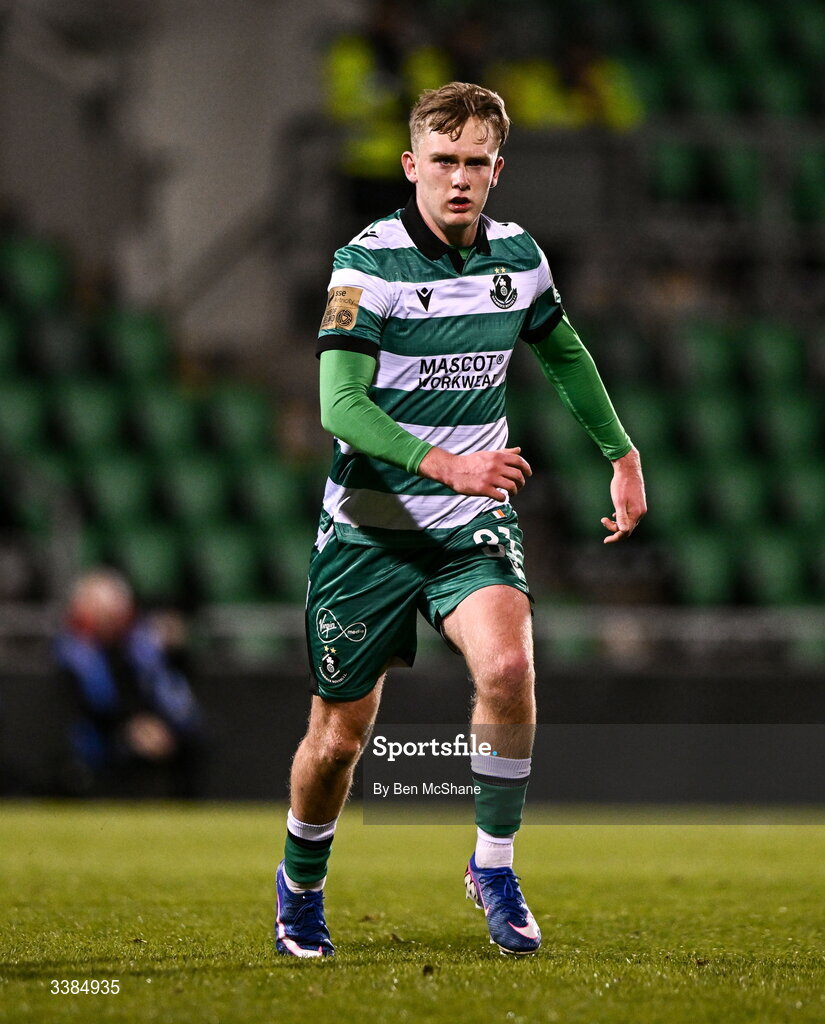 6 March 2026; Michael Noonan of Shamrock Rovers during the SSE Airtricity Men's Premier Division match between Shamrock Rovers and Derry City at Tallaght Stadium in Dublin. Photo by Ben McShane/Sportsfile