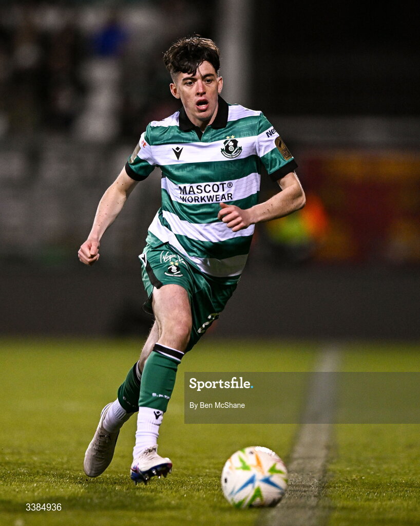6 March 2026; Cory O'Sullivan of Shamrock Rovers during the SSE Airtricity Men's Premier Division match between Shamrock Rovers and Derry City at Tallaght Stadium in Dublin. Photo by Ben McShane/Sportsfile