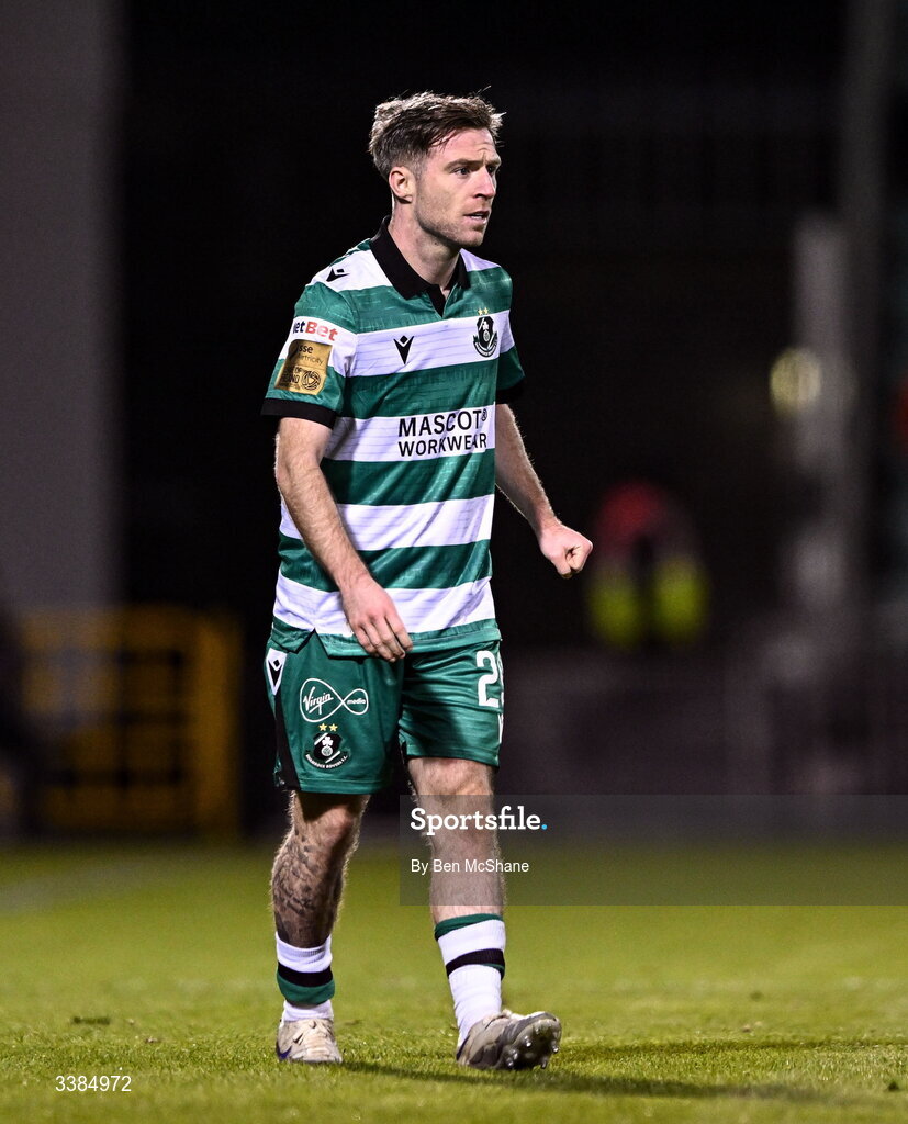 6 March 2026; Jack Byrne of Shamrock Rovers during the SSE Airtricity Men's Premier Division match between Shamrock Rovers and Derry City at Tallaght Stadium in Dublin. Photo by Ben McShane/Sportsfile