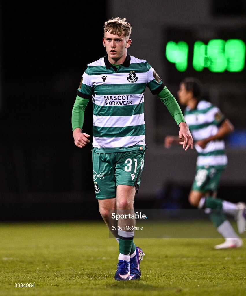 6 March 2026; Michael Noonan of Shamrock Rovers during the SSE Airtricity Men's Premier Division match between Shamrock Rovers and Derry City at Tallaght Stadium in Dublin. Photo by Ben McShane/Sportsfile