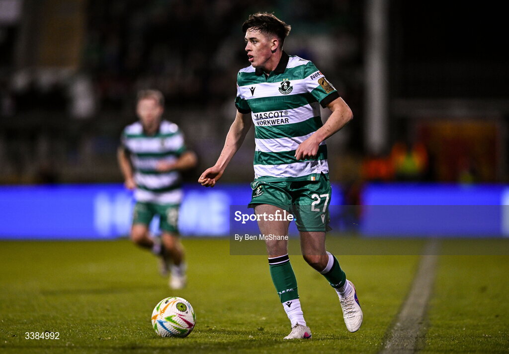 6 March 2026; Cory O'Sullivan of Shamrock Rovers during the SSE Airtricity Men's Premier Division match between Shamrock Rovers and Derry City at Tallaght Stadium in Dublin. Photo by Ben McShane/Sportsfile