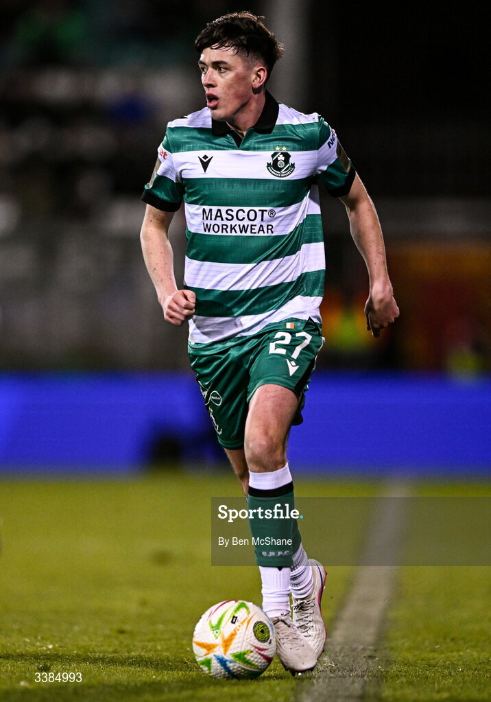 6 March 2026; Cory O'Sullivan of Shamrock Rovers during the SSE Airtricity Men's Premier Division match between Shamrock Rovers and Derry City at Tallaght Stadium in Dublin. Photo by Ben McShane/Sportsfile
