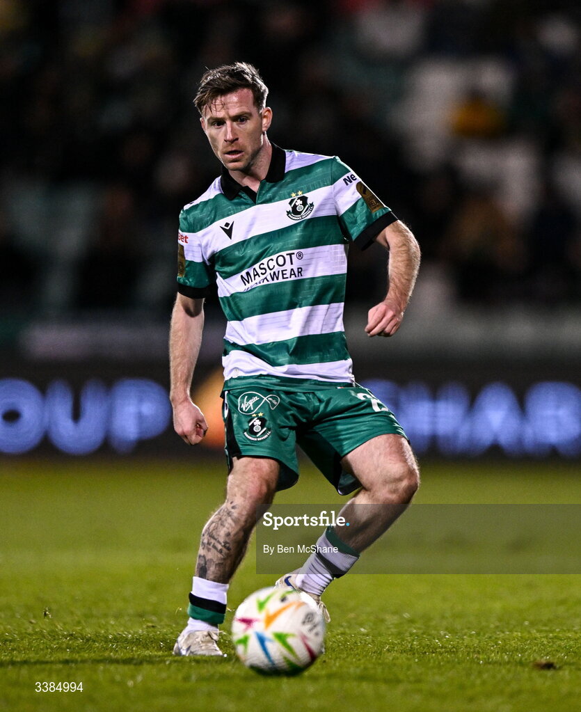 6 March 2026; Jack Byrne of Shamrock Rovers during the SSE Airtricity Men's Premier Division match between Shamrock Rovers and Derry City at Tallaght Stadium in Dublin. Photo by Ben McShane/Sportsfile