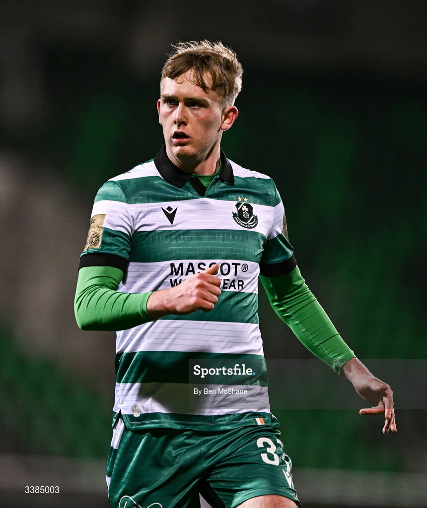 6 March 2026; Michael Noonan of Shamrock Rovers during the SSE Airtricity Men's Premier Division match between Shamrock Rovers and Derry City at Tallaght Stadium in Dublin. Photo by Ben McShane/Sportsfile