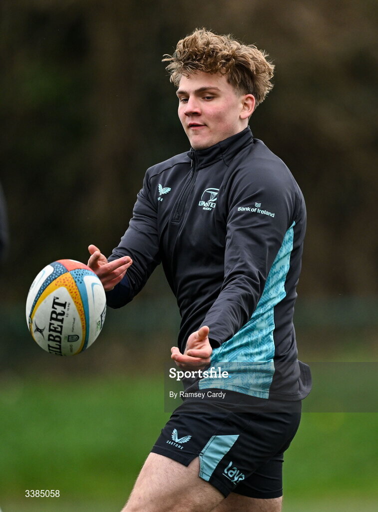 10 March 2026; Caspar Gabriel during a Leinster Rugby open training session at Skerries RFC in Skerries, Dublin. Photo by Ramsey Cardy/Sportsfile
