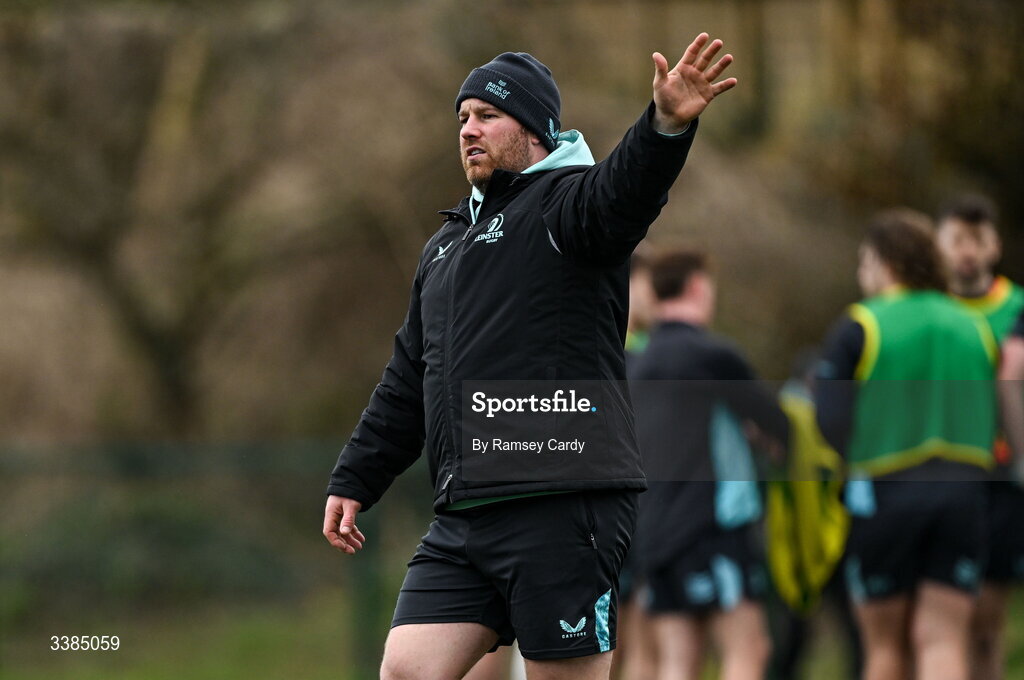 10 March 2026; Contact skills coach Sean O'Brien during a Leinster Rugby open training session at Skerries RFC in Skerries, Dublin. Photo by Ramsey Cardy/Sportsfile