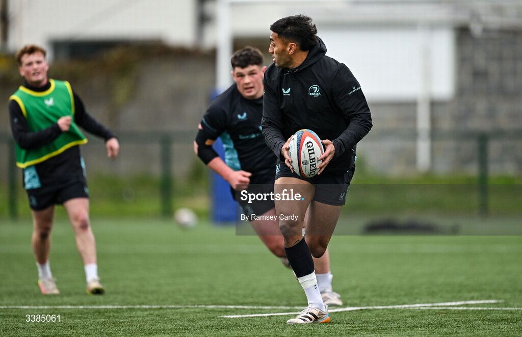 10 March 2026; Rieko Ioane during a Leinster Rugby open training session at Skerries RFC in Skerries, Dublin. Photo by Ramsey Cardy/Sportsfile