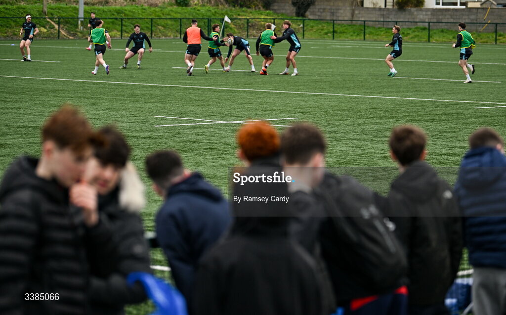 10 March 2026; Supporters watch on during a Leinster Rugby open training session at Skerries RFC in Skerries, Dublin. Photo by Ramsey Cardy/Sportsfile