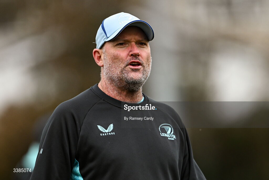 10 March 2026; Senior coach Jacques Nienaber during a Leinster Rugby open training session at Skerries RFC in Skerries, Dublin. Photo by Ramsey Cardy/Sportsfile