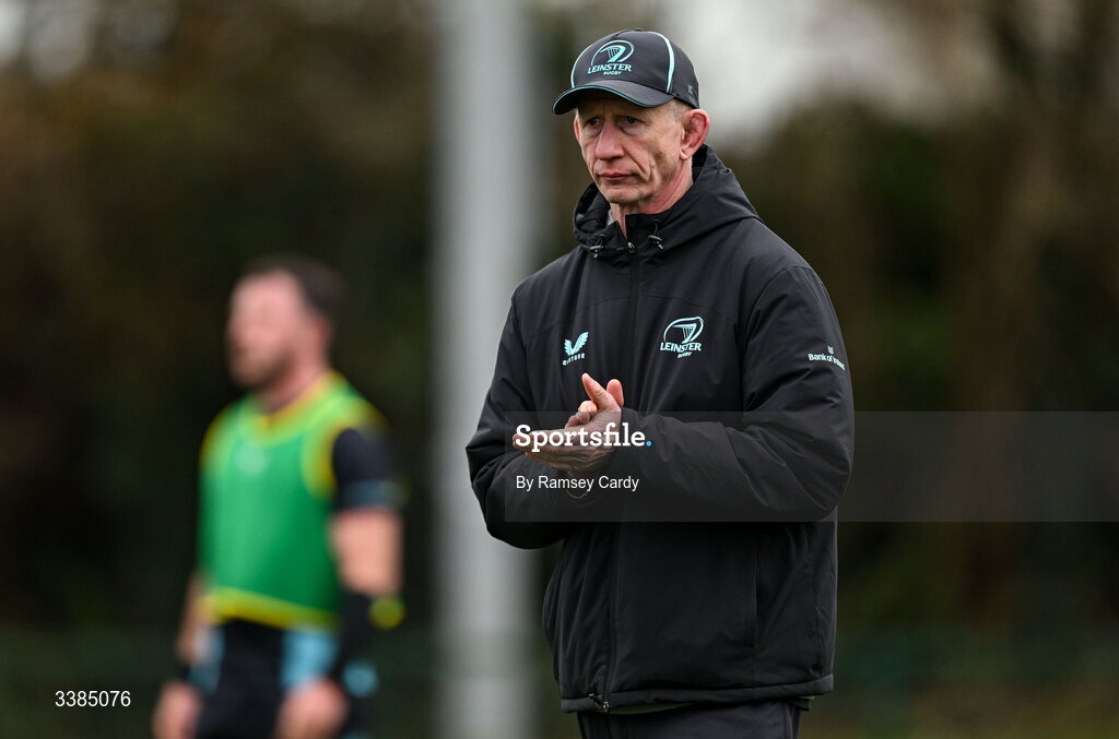 10 March 2026; Head coach Leo Cullen during a Leinster Rugby open training session at Skerries RFC in Skerries, Dublin. Photo by Ramsey Cardy/Sportsfile
