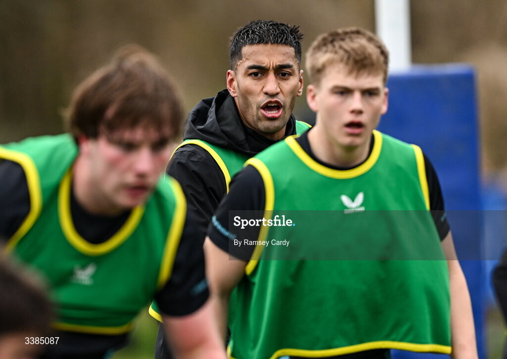 10 March 2026; Rieko Ioane during a Leinster Rugby open training session at Skerries RFC in Skerries, Dublin. Photo by Ramsey Cardy/Sportsfile