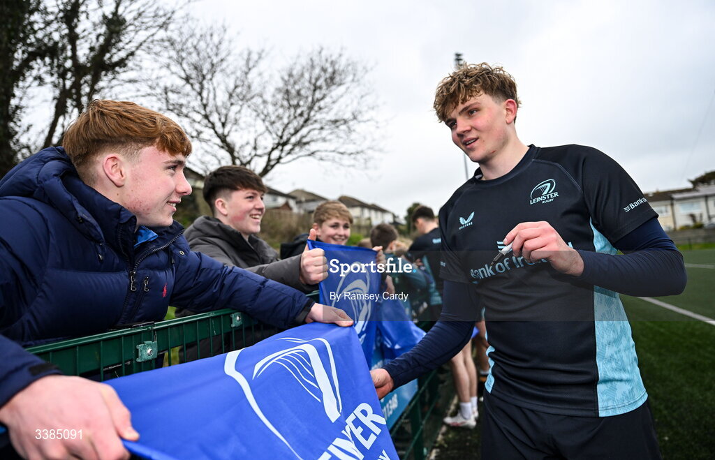 10 March 2026; Caspar Gabriel during a Leinster Rugby open training session at Skerries RFC in Skerries, Dublin. Photo by Ramsey Cardy/Sportsfile
