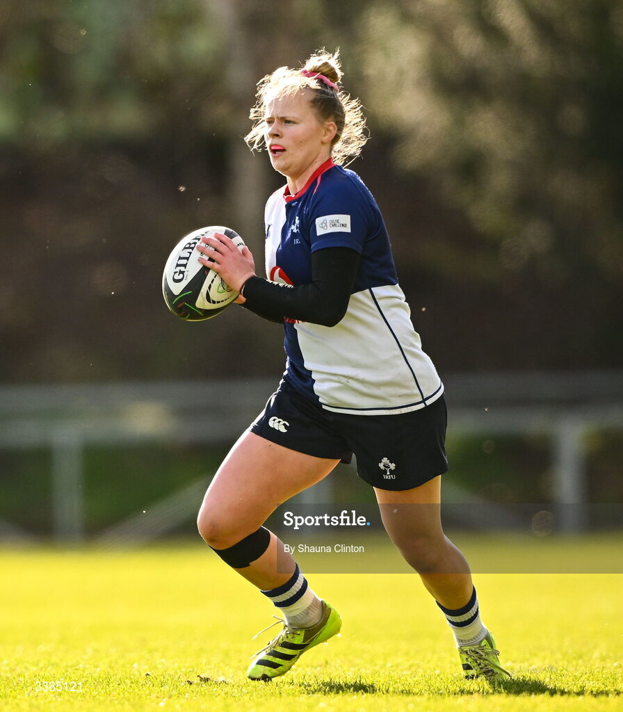 7 March 2026; Dannah O'Brien of Wolfhounds during the Celtic Challenge Round 10 match between Wolfhounds and Clovers at Belfield Bowl in Dublin. Photo by Shauna Clinton/Sportsfile