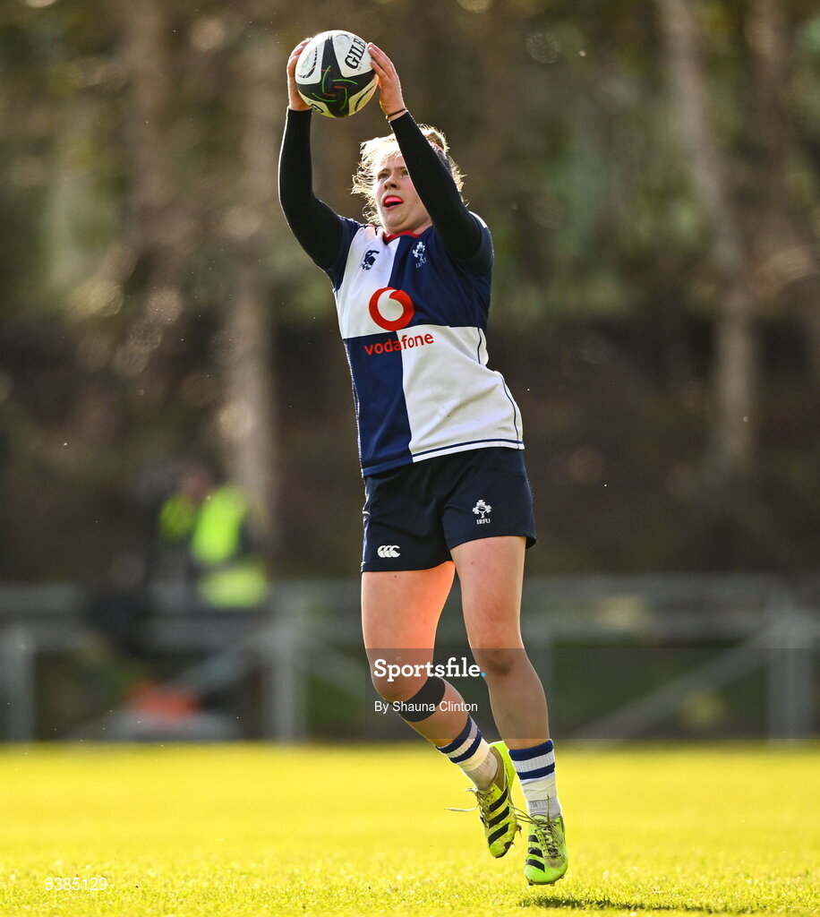 7 March 2026; Dannah O'Brien of Wolfhounds during the Celtic Challenge Round 10 match between Wolfhounds and Clovers at Belfield Bowl in Dublin. Photo by Shauna Clinton/Sportsfile
