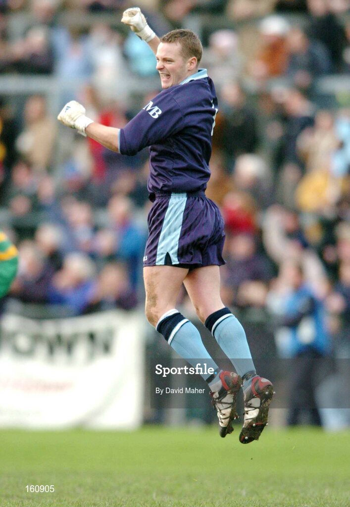 14 November 2004;  Mayobridge goalkeeper Sean Featherstone celebrates at the end of the game after victory over Ardara. AIB Ulster Senior Club Football Championship Quarter Final Replay, Mayobridge v Ardara, Newry, Co. Down. Picture credit; David Maher / SPORTSFILE