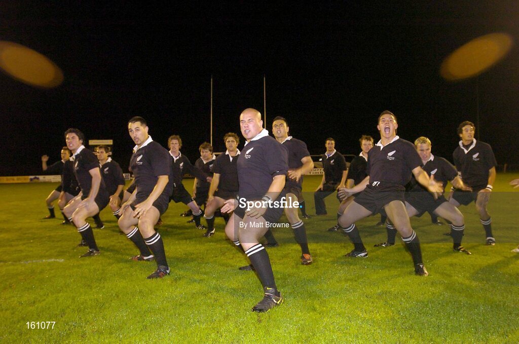 17 November 2004; The New Zealand U21 team perform the "Haka" before the start of the match. U21 Representative Match, Connacht U21 v New Zealand U21, Dubarry Park, Athlone. Picture credit; Matt Browne / SPORTSFILE