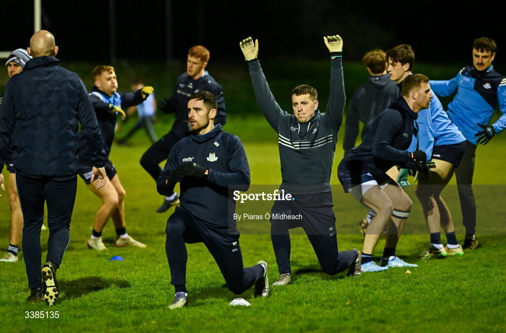 11 March 2026; Cormac Costello, centre, during a Dublin Football training session at Innisfails GAA Club in Dublin. Photo by Piaras Ó Mídheach/Sportsfile