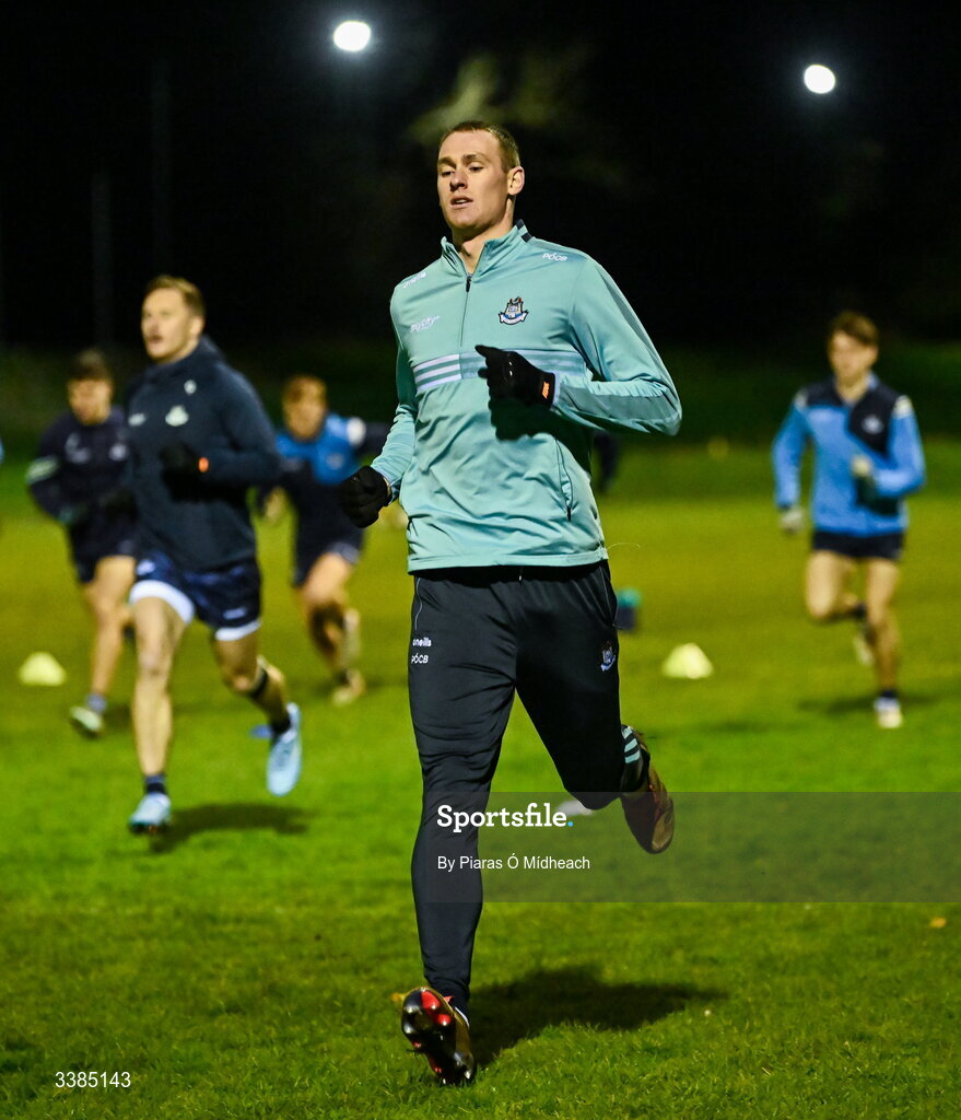 11 March 2026; Peadar Ó Cofaigh Byrne during a Dublin Football training session at Innisfails GAA Club in Dublin. Photo by Piaras Ó Mídheach/Sportsfile