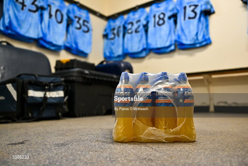 11 March 2026; A general view in a dressing room before a Dublin Football training session at Innisfails GAA Club in Dublin. Photo by Piaras Ó Mídheach/Sportsfile