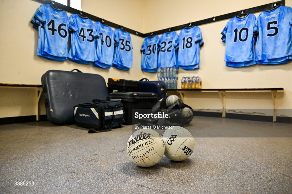 11 March 2026; A general view in a dressing room before a Dublin Football training session at Innisfails GAA Club in Dublin. Photo by Piaras Ó Mídheach/Sportsfile