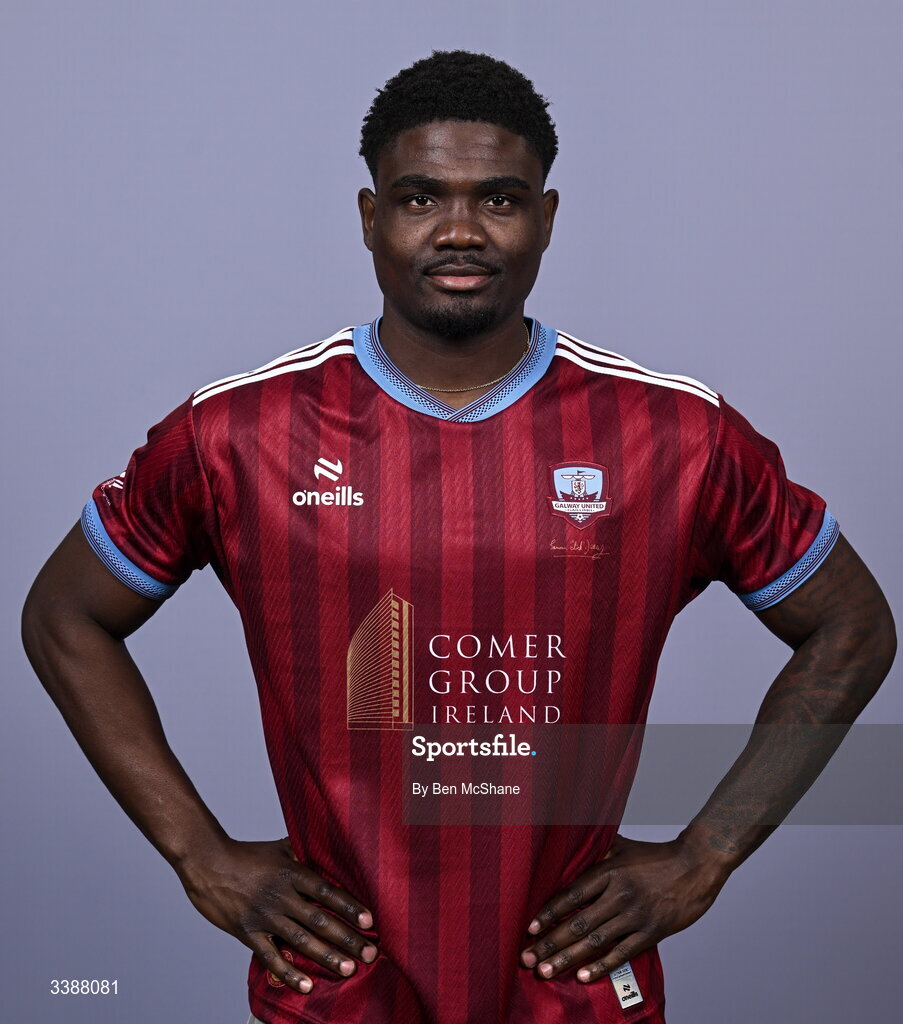 11 March 2026; Frantz Pierrot during a Galway United squad portraits session at Diligent Headquarters in Galway. Photo by Ben McShane/Sportsfile