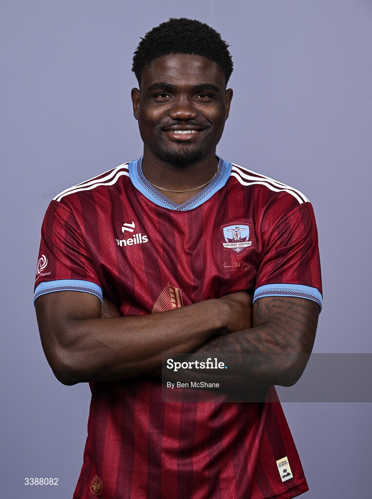 11 March 2026; Frantz Pierrot during a Galway United squad portraits session at Diligent Headquarters in Galway. Photo by Ben McShane/Sportsfile